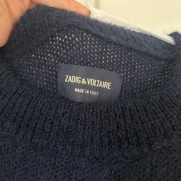 Zadig & Voltaire cozy preppy color block grandma core Tony Mohair Sweater - Picture 5 of 11